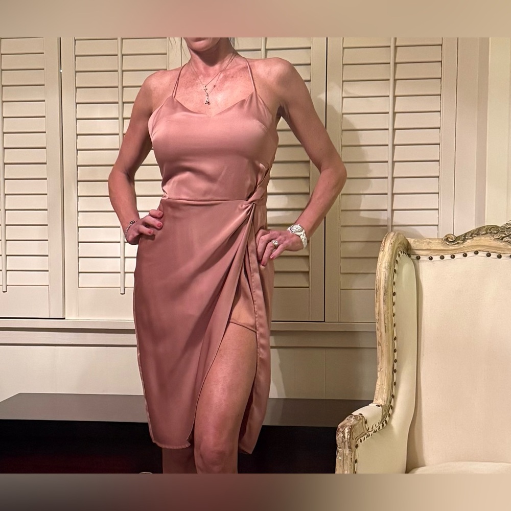 NBD pink-mauve satin dress